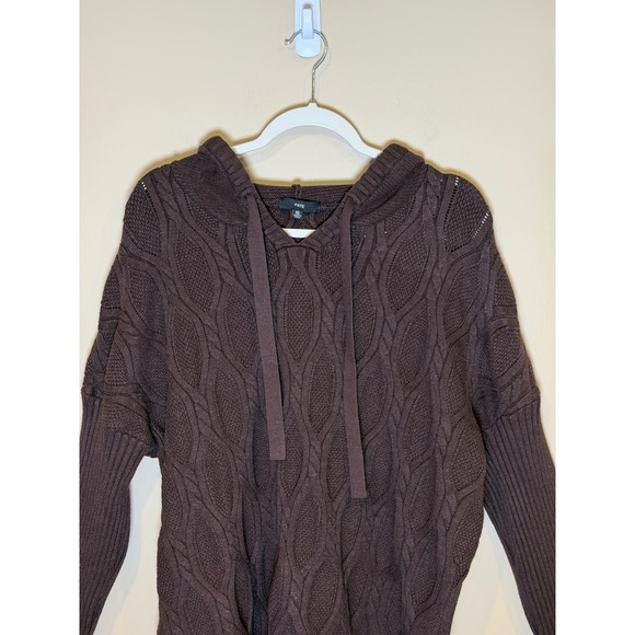 FATE Cable Knit Sweater Brown Plus Size 1XL Hooded Cozy Casual Relaxed - Picture 3 of 6